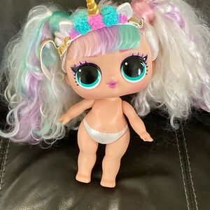 LOL Surprise Big Baby Hair Doll Unicorn In Great Condition No Clothes 11”